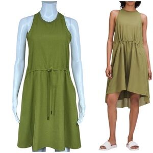 Lululemon Mesh Overlay High Neck Dress Size 4 Forest Green Athleisure Pockets